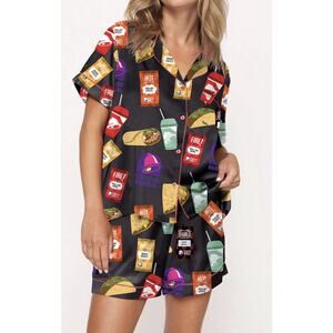 SHESHOW Black Taco Bell pajama Short Set- XXS